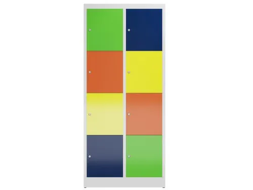 Lockerkast 1800x800x500mm 2x4 vakken cilinderslot, sokkel, Multicolor