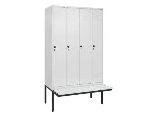 locker met bank,HxBxD 2120x1200x815mm,4vak,vak B 300mm,draaigrendel - 1