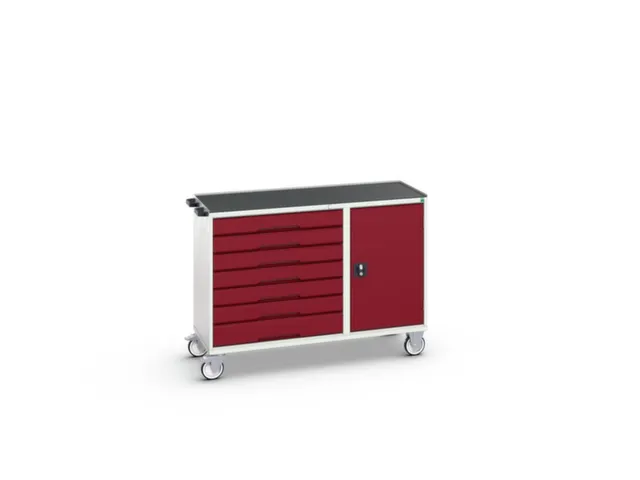 montagetafel 965x1300x550mm staalblad 7 laden kast front RAL3004