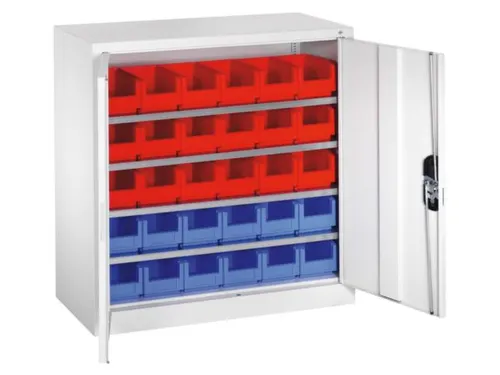 systeemkast,RAL 7035,HxBxD 1000x1000x420mm,4xStalen bodem,cil.-slot