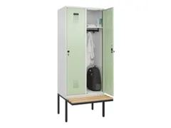 locker met bank,HxBxD 2120x800x815mm,2vak,vak B 400mm,draaigrendel