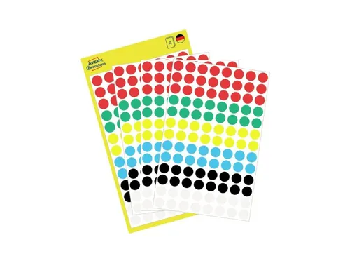 Etiket Avery Zweckform 3090 Rond 8mm Assorti 416stuks