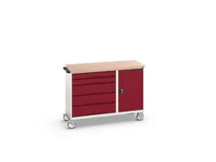 montagetafel 980x1300x600mm multiplexblad 5 laden kast front RAL3004