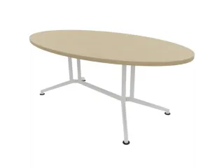vergadertafel,HxBxD 740x2400x1100mm,ovaal,V-vormonderstel wit - 1