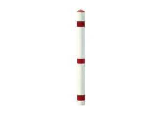 Afzetpaal Ronde Buis Ø 76mm Vast Te Betonneren Spitse Kop Wit/Rood - 1