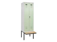 locker met bank,voor scheiding van kleding,HxBxD 2120x600x815mm,2vak