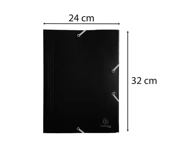 Elastomap A4 Zwart 3 Kleppen Polypropyleen 4/10de Ondoorschijnend