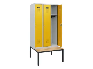 locker met bank,HxBxD 1950x900x815mm,3vak,vak B 300mm,cilinderslot - 1