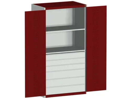 systeemkast 2000x1050x650mm 2xStalen bodem 6laden Ral7035 Ral3004