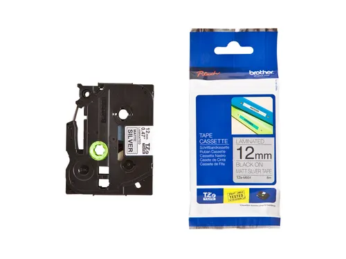 Labeltape Brother P-touch TZe-M931 metallic 12mm zwart op zilver