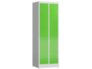 Lockerkast 1800x590x500mm 2x5 vakken cilinderslot, sokkel, RAL6018 - 1