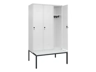 locker met bank,HxBxD 2120x1200x815mm,3vak,vak B 400mm,draaigrendel - 2