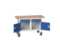 werkbank,HxBxD 830x1250x600mm,multiplexblad,uitrusting: 2laden,2kasten