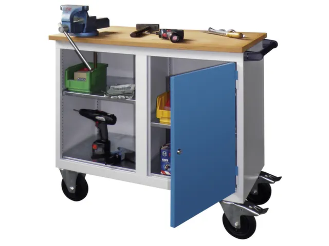 werkbank,verrijdbaar,HxBxD 915x1090x600mm,RAL7035,front RAL5012