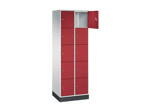lockerkast,RAL 7035/RAL 3003,HxBxD 1950x620x500mm,2x5vakken,cil.-slot