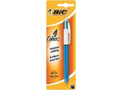 Balpen Bic 4kleuren medium lichtblauw blister à 1 stuk