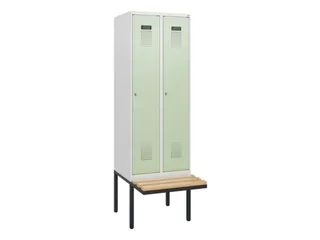 locker met bank,HxBxD 1950x600x815mm,2vak,vak B 300mm,cilinderslot - 2
