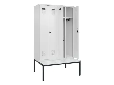 locker met bank,voor scheiding van kleding,HxBxD 2120x1200x815mm,4vak