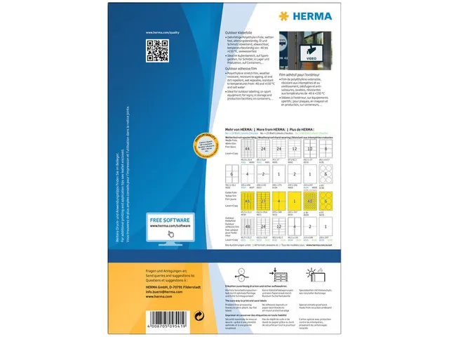 Etiquette HERMA 9541 210x148mm résistante aux intempéries blanc 80pc