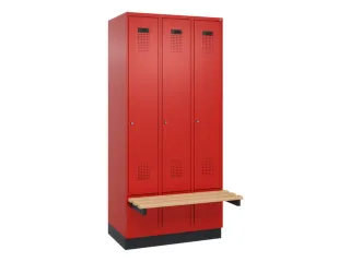 locker met bank,HxBxD 1950x900x815mm,3vak,vak B 300mm,cilinderslot - 2