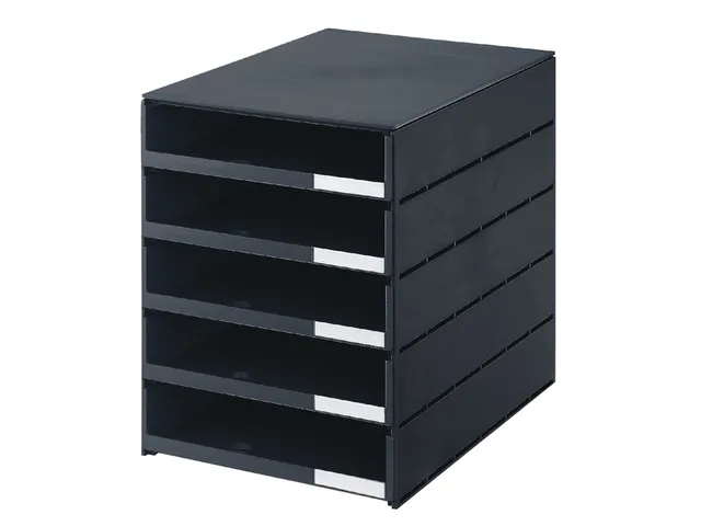 Ladenbox Styroval 5 Laden Zwart Open