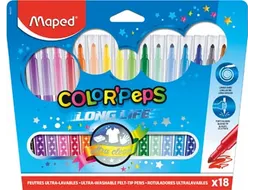 Maped Viltstift Color'Peps 18 Stiften in een Kartonnen Etui