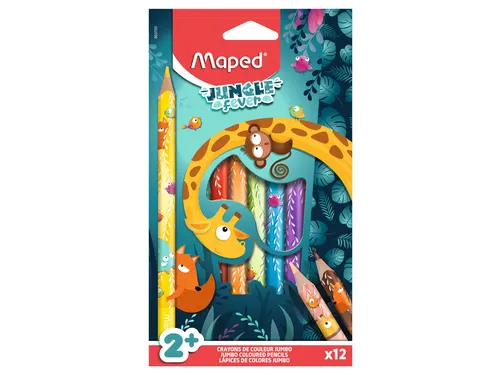 Kleurpotlood Maped Jungle Fever jumbo set à 12 kleuren