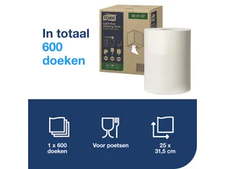 Light-Duty Reinigingsdoek W4 Premium Wit 600vel Doos met 1 Combirol - 5