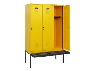 locker met bank,HxBxD 1950x1200x815mm,3vak,vak B 400mm,draaigrendel - 1