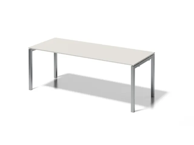 bureau HxBxD 740x2000x800mm blad grijswit 4-voeten zilverkleurig