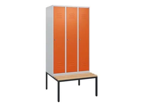 locker met bank,HxBxD 1950x900x815mm,3vak,vak B 300mm,cil.-slot