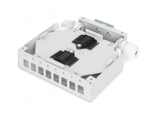 DIN-rail splitterbox voor 8 LC/DX-adapters Grijs