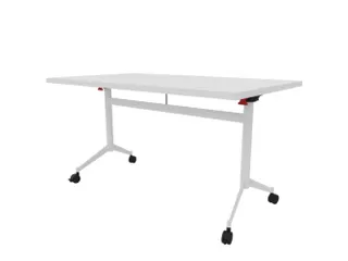 klaptafel,HxBxD 750x1400x800mm,hoekig,T-voet wit,ovale buis,blad wit - 1
