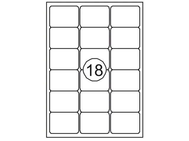 Etiket Rillstab 63.5x46.6mm Wit 1800 Stuks