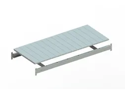 legbord van plaatstaal,v. breedvakstelling,BxD 1400x650mm,vakl. 600kg