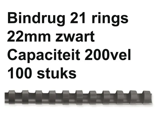 Bindrug Fellowes 22mm 21-rings A4 zwart 50stuks