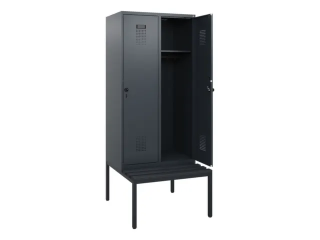 locker met bank,HxBxD 1950x800x815mm,2vak,vak B 400mm,draaigrendel