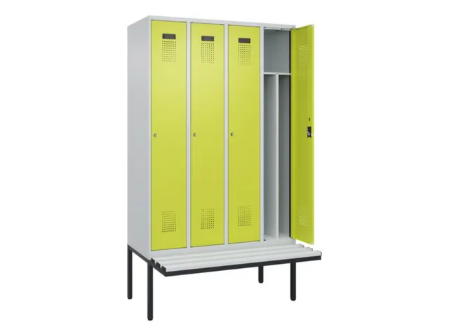locker met bank,voor scheiding van kleding,HxBxD 2120x1200x815mm,4vak