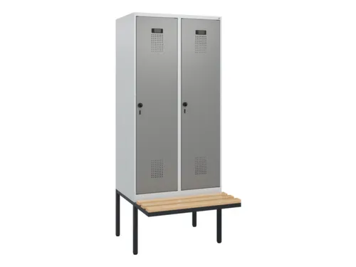 locker met bank,HxBxD 1950x800x815mm,2vak,vak B 400mm,draaigrendel