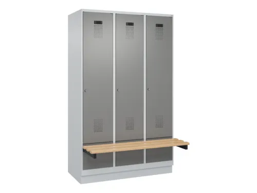 locker met bank,HxBxD 1950x1200x815mm,3vak,vak B 400mm,cilinderslot