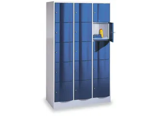 lockerkast,HxBxD 1950x1150x540mm,3x5vakken,romp RAL7035,front RAL5010 - 3