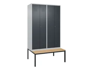 PBM-locker met bank,HxBxD 2120x1200x815mm,4vak,vak B 300mm,cil.-slot - 1