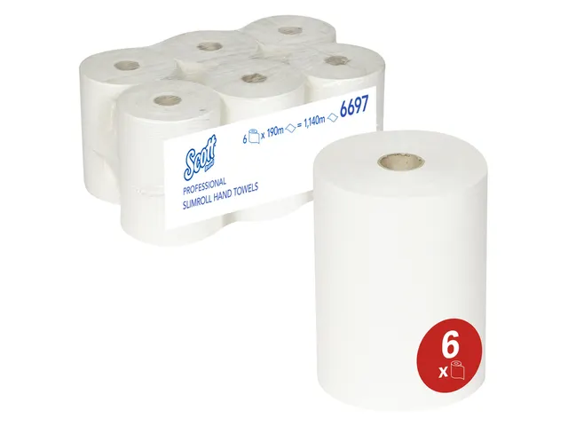 Handdoekrol Scott Slimroll 1-laags 190m wit 6697