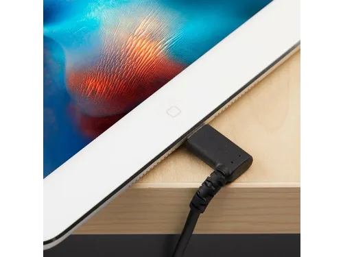 1 Meter Gehoekte Lightning Usb Kabel Apple Zwart Aramide