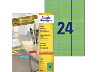 Gekleurd Etiket Avery Zweckform 70x37mm Groen 2400 stuks - 1