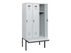 locker met bank,HxBxD 1950x900x815mm,3vak,vak B 300mm,draaigrendel