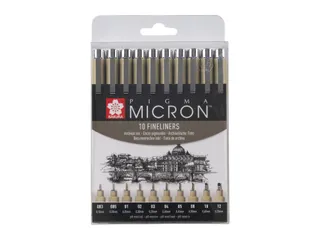 Fineliner Sakura Pigma Micron set à 10 schrijfbreedtes zwart - 1