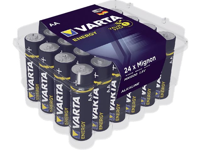 Batterij Varta Energy 24x AA Alkaline 1.5V Voordeelbox | VoordeligeBatterijen.nl