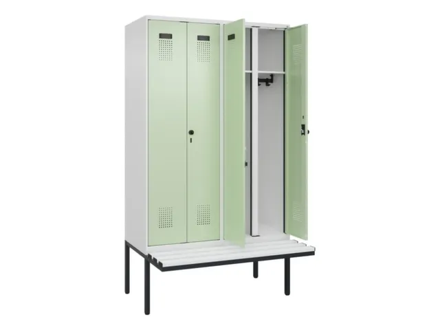 locker met bank,voor scheiding van kleding,HxBxD 2120x1200x815mm,4vak
