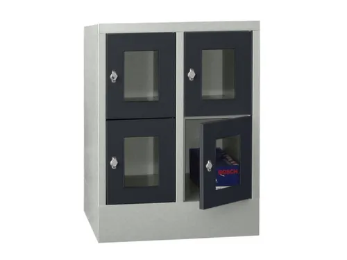 lockerkast,HxBxD 855x600x500mm,2x2vakken,RAL7035,front RAL7016